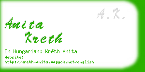 anita kreth business card